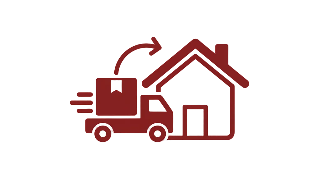 create an icon in dark red color for home delivery